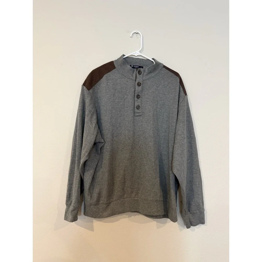 CREMIEUX Men's Gray Sweater With Brown Suede Elbow Patches Size XXL